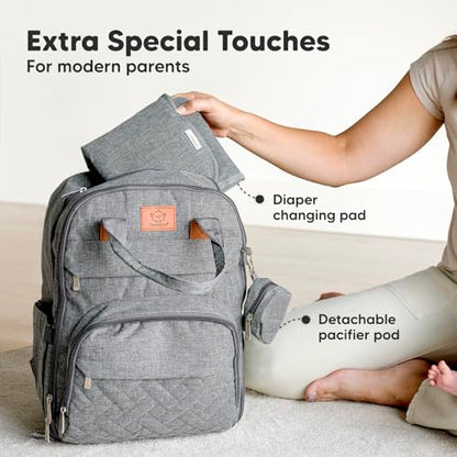 KeaBabies Diaper Bag Backpack - Large Baby Diaper Bag with Changing Pad, Baby Boy, Girl, Travel Backpack for Mom and Dad, Waterproof, Multi Function Durable (Classic Gray) - color: Classic Gray