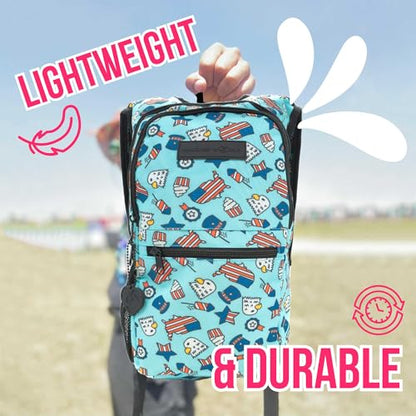 Kandies World Reflective Festival Hydration Pack - 2L Hydropack for Raves, Hiking, Biking, Running, and More (with Anti-Theft Pocket) - style: USA