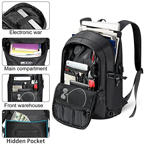 Tzowla 35 Liter Anti Theft Backpack with Giant Tumbler Holder Pocket and Lock,15.6 Inch Laptop Backpack - color: A-black, size: 35 l 15.6 inch