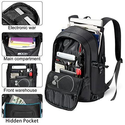 Tzowla 35 Liter Anti Theft Backpack with Giant Tumbler Holder Pocket and Lock,15.6 Inch Laptop Backpack - color: A-black, size: 35 l 15.6 inch