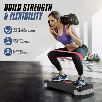 MADOG Aerobics Stepper Platform with 4/6/8 inch Height Stackable Risers - color: Black/Gray, size: 31-Inch