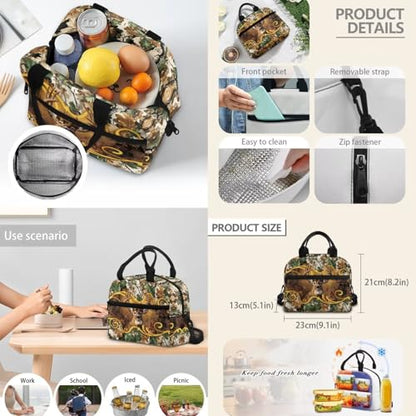 3PCS Backpack for Boys Girls Teens, 3 in 1 Tree Branch Deer Lightweight 17 Inch School Backpack with Lunch Box Pencil Case for Middle High Students - color: Tree Branch Deer