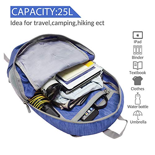 ZOMAKE 25L Ultra Lightweight Packable Backpack, Foldable Hiking Backpacks Water Resistant Small Folding Daypack for Travel(Dark Blue) - color: Dark Blue