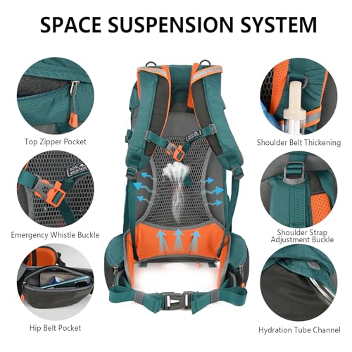 35L Hiking Backpack for Women men,Waterproof Camping Outdoor Backpacking Backpack for Travel lightweight Hiking Trekking Daypack - color: Green