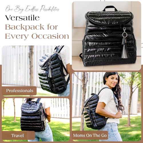 Citi Collective Gallery Diaper Bag Backpack - Casual Day-to-Day Backpack Fits 15" Laptop - Travel Bag with Multiple Compartments, Pockets, Portable Changing Pad, and Shoulder Strap-Black - color: Black