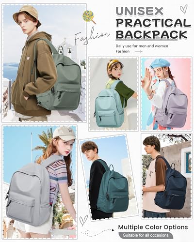 BJLFS Light Grey Cute School Backpack with Laptop Compartment Small Travel Laptop Backpack for Women Men Waterproof College Backpack Simple School Bag for Teens Girls Boys - color: Light Grey
