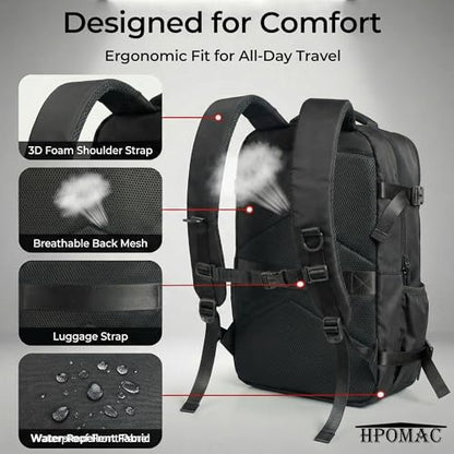 Vacuum Seal Travel Backpack Expandable with Compression System Carry-on Backpack with 17" Laptop Mochila, Water Bottle Pocket, Personal Item Backpack for Weekender Business Hiking, Water Resistant - color: Black, size: 40L