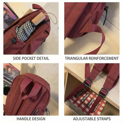 Nylon Waterproof Backpack for Women - Stylish & Lightweight Daypack for Commute, Work & Travel, Red - color: Red