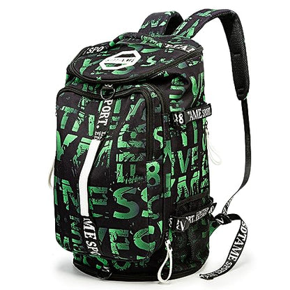 Gym Duffle Bag Backpack with Shoe Compartment,4 ways Travel Backpack for Women and Men,Multi-Functional Weekender bag with Waterproof Layer&Laptop Compartment for Fitness, Travel,Camping - color: Green