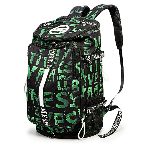Gym Duffle Bag Backpack with Shoe Compartment,4 ways Travel Backpack for Women and Men,Multi-Functional Weekender bag with Waterproof Layer&Laptop Compartment for Fitness, Travel,Camping - color: Green