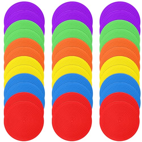Poly Spots Spot Markers for Gym Floor 4.72inch 6inch 9inch 24/36 Pcs Non-Slip Rubber Floor Dots Round Agility Markers Flat Cones for Sports Soccer Basketball PE Training, Dance, Classroom - style: 36Pcs 4.72 inch