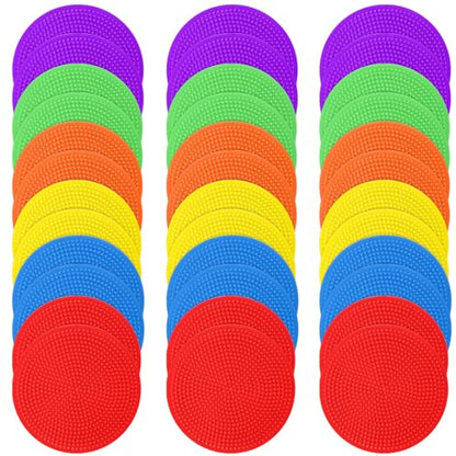 Poly Spots Spot Markers for Gym Floor 4.72inch 6inch 9inch 24/36 Pcs Non-Slip Rubber Floor Dots Round Agility Markers Flat Cones for Sports Soccer Basketball PE Training, Dance, Classroom - style: 36Pcs 4.72 inch