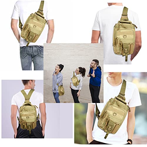 DegeTMVe Dual Pistol Holster Chest Bag Concealed Carry Sling Crossbody Tactical Gun Convertible Backpack Shooting Hunting - color: Khaki