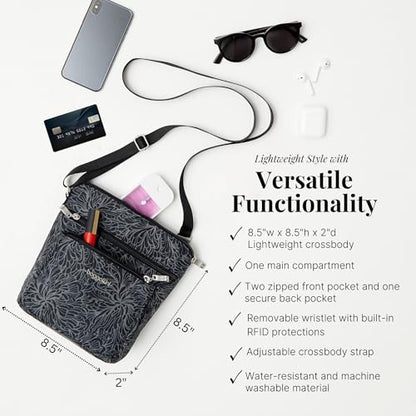 Baggallini Pocket Crossbody Bags for Women 8x8 Small Lightweight Durable Water-resistant Travel Purse W/Rfid - color: Black Cheetah