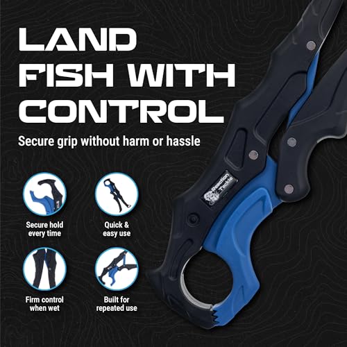 Reaction Tackle 7pc Fishing Tool Kit with Fillet Knife & Sharpener – Stainless Steel Fishing Pliers, Braid Scissors, Floating Fish Lip Gripper, Hook Remover, Lanyard – Freshwater & Saltwater Gear