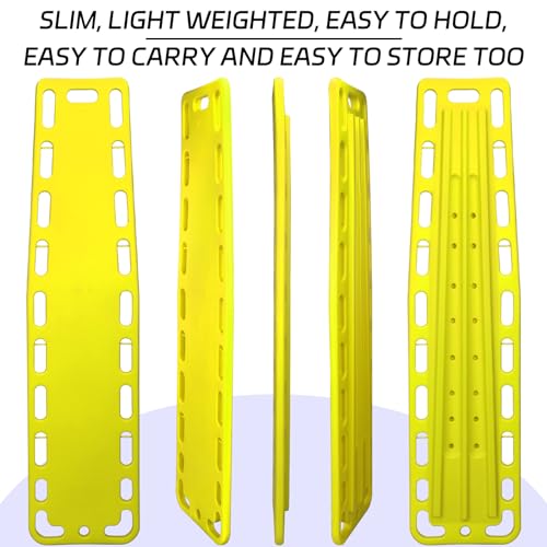 Jenaai 72.83 x 17.72 x 2.5 Inch Spine Board Stretcher with Backboard Straps, Backboard Immobilization Portable Spine Stretcher Plastics Lightweight Base Board (Yellow) - color: Yellow