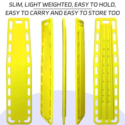 Jenaai 72.83 x 17.72 x 2.5 Inch Spine Board Stretcher with Backboard Straps, Backboard Immobilization Portable Spine Stretcher Plastics Lightweight Base Board (Yellow) - color: Yellow