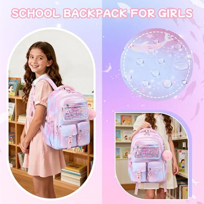 Girls Backpack,School Bag for Kids,Primary,Elementary,teen ages 6-15 Girls Bookbag,Students Kawaii Backpack Pink dolphin - color: Pink Dolphin