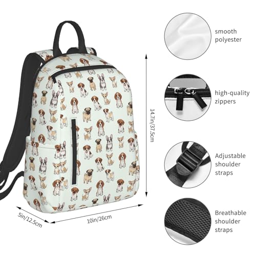 Casual Travel Rucksack Cute Dog Pet Puppy, Self-Standing, Mesh Side Pockets, for Cycling & Weekends - color: Picture (1188)