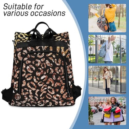 Women Fashion Backpacks Gradient Bling Leopard Print Handbags for Women Anti Theft Fashion Back Pack Shoulder Bag - color: Gradient Bling Leopard Print, size: No Custom