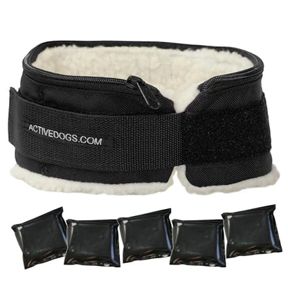 ActiveDogs Weighted Dog Collar for Muscle Building and Tactical Training - Dog Weighted Vest for Exercise - Includes 5x1lb Weights & Sheepskin Padding - Ideal for K9, Bully, Bull Terrier & More