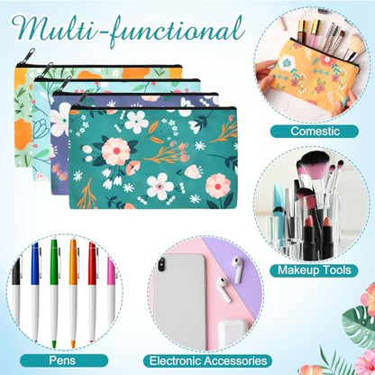 Reginary 20 Pcs Makeup Bags Gifts for Women Canvas Cosmetic Bags with Zipper Mothers Day Bulk Gift Travel Purse Organizer Pouch Accessory, Toiletry Large Capacity,7 x 4.3 Inch - style: Flower