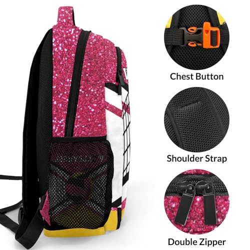 Rose Pink Volleyball Print Personalized School Backpack Casual Laptop Bag for Man Woman - color: Muilti 25