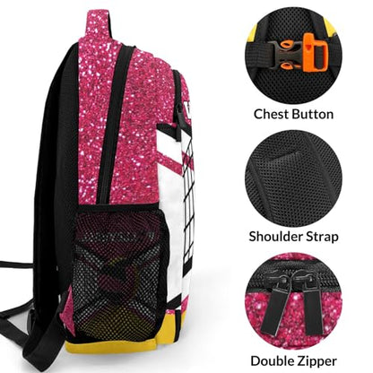 Rose Pink Volleyball Print Personalized School Backpack Casual Laptop Bag for Man Woman - color: Muilti 25