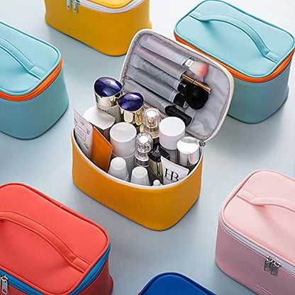 Meiyuuo Makeup Bag Large Cosmetic Bags for Women Girls Cute Travel Zipper Pouch Toiletry Organizer for Beauty Essentials Waterproof (Cyan Blue) - color: Cyan Blue