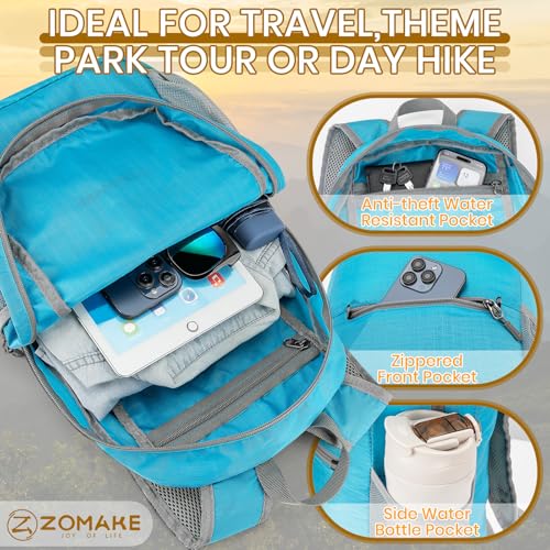 ZOMAKE Ultra Lightweight Hiking Backpack 20L, Packable Small Backpacks Water Resistant Daypack for Women Men(Light Blue) - color: Light Blue-a