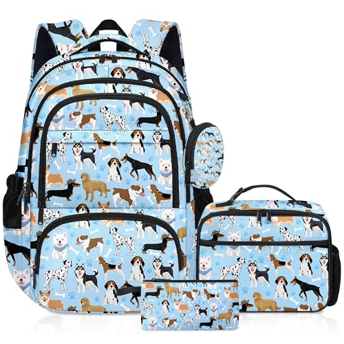 Puppy Backpack for Girls, Girls Backpacks with Lunch Box and Pencil Case for School, Kids Dog Bookbag - color: Dog