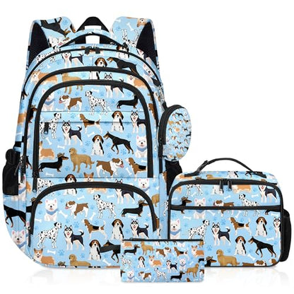 Puppy Backpack for Girls, Girls Backpacks with Lunch Box and Pencil Case for School, Kids Dog Bookbag - color: Dog