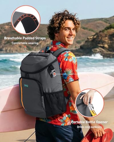 TOURIT Backpack Cooler Insulated 30 Cans, Lightweight Leak Proof Travel Cooler Bag, Soft Waterproof Cooler Backpack for Men Women, Camping Hiking Beach Travel Picnic - color: 01-Black
