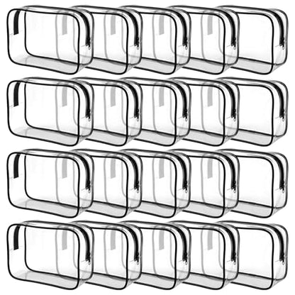20 Packs Clear Makeup Bag, Bulk Makeup Bags Waterproof PVC Toiletry Bag with Zipper for Travel, Cosmetic Bags for Women Men, Clear Cosmetic Pouch Organizer Case (Black) - color: 20 black