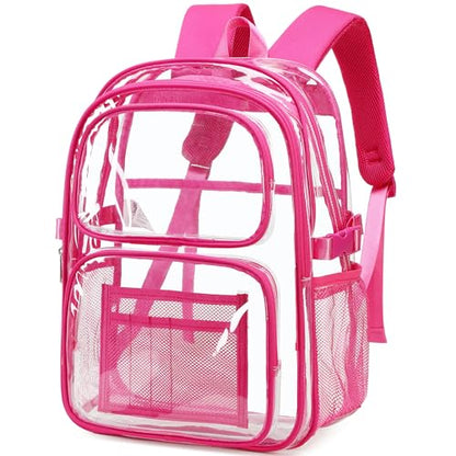 abshoo Large Heavy Duty Girls Clear Backpack for School Bookbag Transparent Multi Pocket Backpacks for Women (Hot Pink) - color: Hot Pink