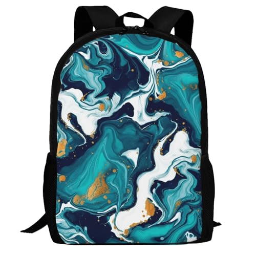 Ergonomic Padded Backpack Teal Turquoise Tie Dye, Anti Theft Spacious Travel Daypack Sturdy Polyester Bag for Commute Gym Outdoor Leisure Use - color: Design (575)