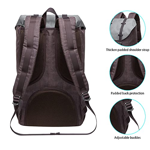 KAUKKO Laptop Backpack Travel Outdoor Weekend Bag Carry on Daypack Stylish and Durable Rucksack Hiking Backpack Fits 15.6"(5-4-GREYCOFFEE) - color: Greycoffee, size: Large