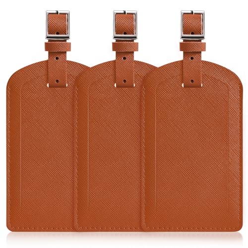 3 Pack Luggage Tags for Suitcases, TSA Approved Bag Tags, Baggage Tags with Privacy Protection, Travel Essentials Luggage Accessories, Reddish Brown - color: Reddish Brown