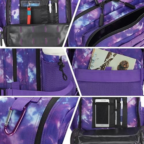 45L Military Tactical Backpack Hiking Backpacks Tactical Gear Camo Back Pack Army Molle Bag Rucksack Fitness Daypack - color: Purple Tie Dye