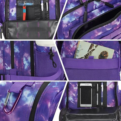 45L Military Tactical Backpack Hiking Backpacks Tactical Gear Camo Back Pack Army Molle Bag Rucksack Fitness Daypack - color: Purple Tie Dye