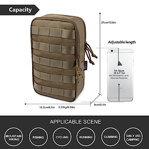 Mardingtop Molle Tactical Utility Pouch, EDC Admin Pouch Bag, Molle Attachment Military Modular Attachment - color: khaki