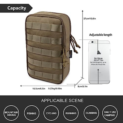 Mardingtop Molle Tactical Utility Pouch, EDC Admin Pouch Bag, Molle Attachment Military Modular Attachment - color: khaki