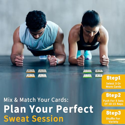 Bodyweight Exercises Cards, 62 Workout Cards Deck Large Size 5" x 3.5" Fitness Cards for Women & Men, Beginner Fitness Guide to Training Exercises at Home or Gym - style: Bodyweight Vol1