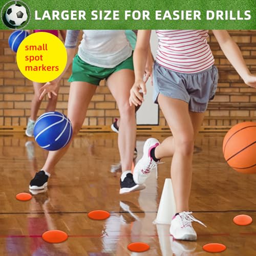 Poly Spot Markers 4inch/9 inch Non-Slip Rubber Agility Markers Flat Field Cones Floor Dots for Football, Soccer, Basketball Training Markers, School Activities, Exercise Drills, Social Distancing - style: 4 inch 12Pcs(Red-orange)