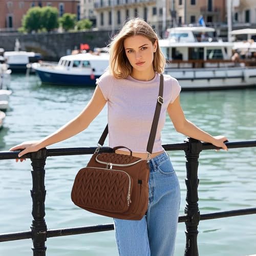 Small Diaper Bag Backpack Quilted Mini Baby Crossbody Diaper Bag Tote for Mom and Baby Girls Boys (Brown) - color: Brown