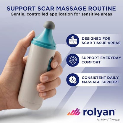 Rolyan Mini Scar Massager, Handheld Portable Vibration Massager with Interchangeable Heads, Quiet, Battery Operated for Targeted Hand & Skin Care, Reduces Appearance and Sensitivity of Scars