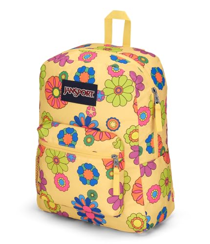 JanSport Cross Town Backpack 17" x 12.5" x 6" - Simple Bag for Everyone with 1 Main Compartment, Front Utility Pocket - Premium Class Accessories - Power to the Flower - color: Power to the Flower