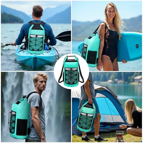 Pimoys Dry Bag, 25L Waterproof Backpack, Dry Bags Kayak for Women Men, Roll Top Outdoor Travel Bag for Boating, Kayaking, Fishing, Hiking, Rafting(Lake Blue) - color: Lake Blue
