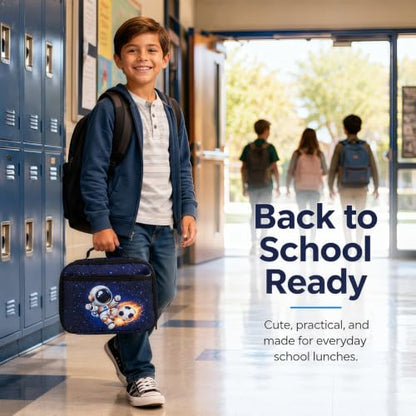 LEDAOU Lunch Box Kids Insulated Lunch Bag Boys Girls Toddler Reusable Lunchbox for School Picnic Hiking (Astronaut pattern) - color: Astronaut pattern