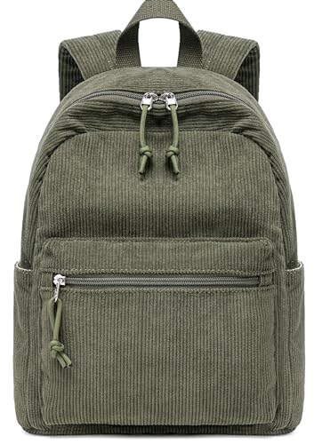 BTOOP Mini Backpack Women Girls Water-resistant Small Backpack Purse Shoulder Bag for Womens Adult Kids School Travel - color: Corduroy-olive Green, size: Mini